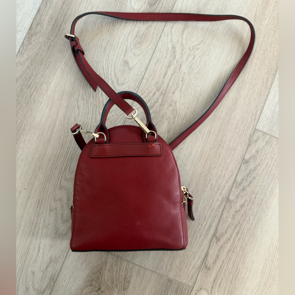 DKNY Burgundy Leather Backpack - Picture 3 of 5